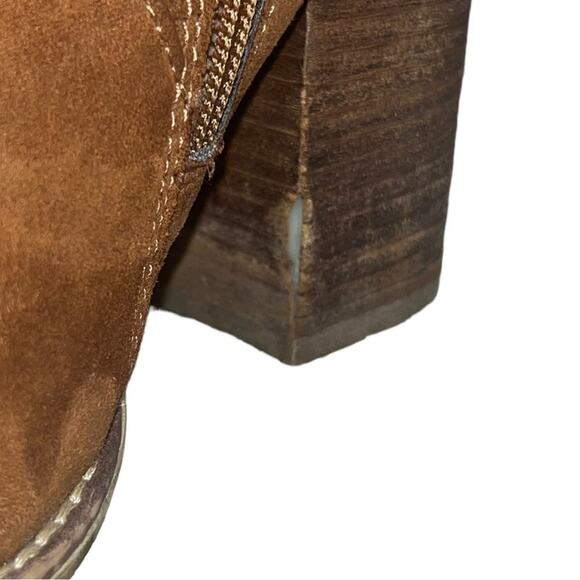 ALDO Womens Size 7 Cognac Brown Ankle Boot With Side Zipper Stacked Heel - Picture 10 of 15